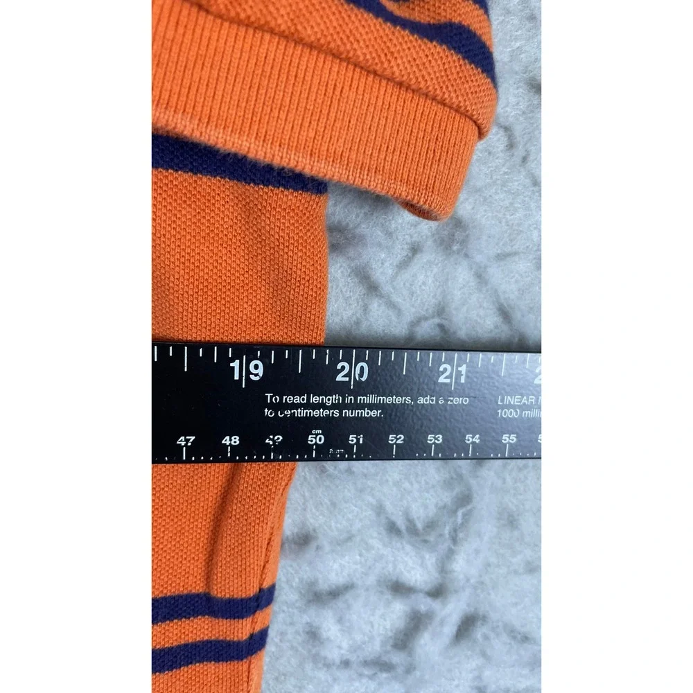 Polo Ralph Lauren Polo Shirt Mens Medium Orange Excellent Striped Short Sleeve